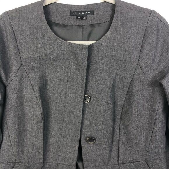 THEORY | Clarie Blazer Dark Gray Jacket Size 8 - Picture 2 of 10